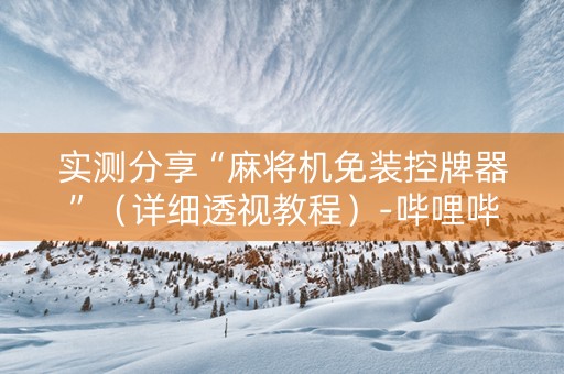 实测分享“麻将机免装控牌器”（详细透视教程）-哔哩哔哩
