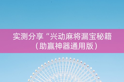 实测分享“兴动麻将漏宝秘籍（助赢神器通用版）
