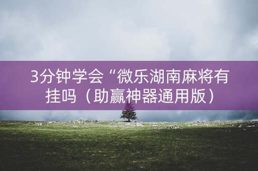 3分钟学会“微乐湖南麻将有挂吗（助赢神器通用版）