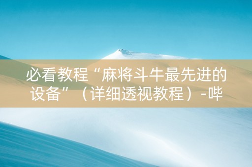 必看教程“麻将斗牛最先进的设备”（详细透视教程）-哔哩哔哩