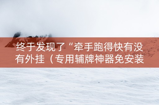 终于发现了“牵手跑得快有没有外挂（专用辅牌神器免安装）