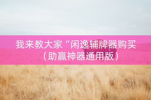 我来教大家“闲逸辅牌器购买（助赢神器通用版）
