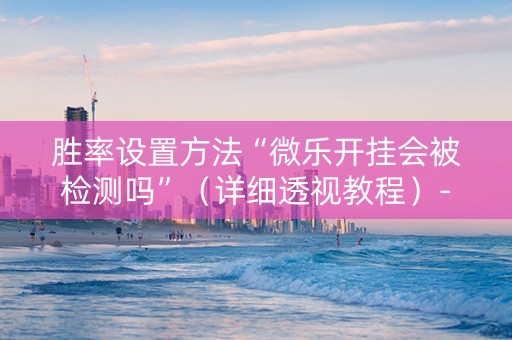 胜率设置方法“微乐开挂会被检测吗”（详细透视教程）-哔哩哔哩