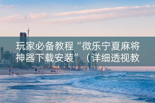 玩家必备教程“微乐宁夏麻将神器下载安装”（详细透视教程）-哔哩哔哩