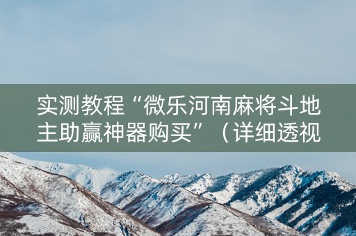 实测教程“微乐河南麻将斗地主助赢神器购买”（详细透视教程）-哔哩哔哩