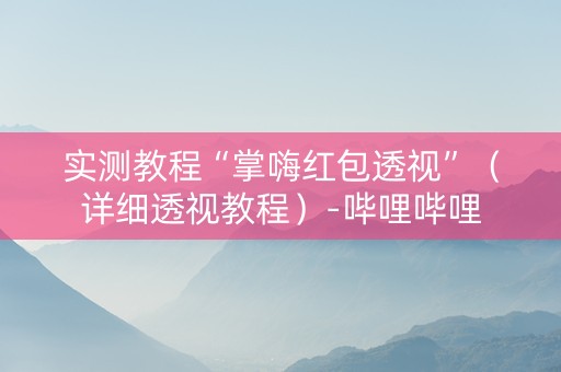 实测教程“掌嗨红包透视”（详细透视教程）-哔哩哔哩