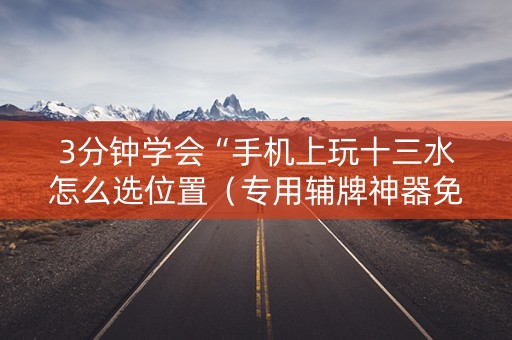 3分钟学会“手机上玩十三水怎么选位置（专用辅牌神器免安装）