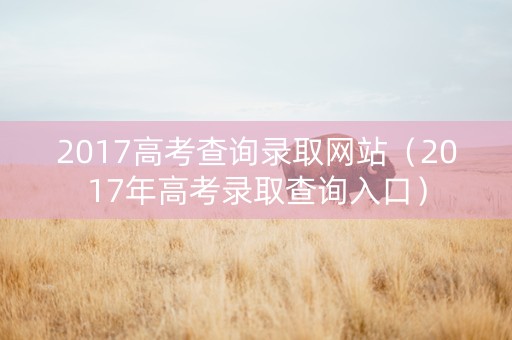 2017高考查询录取网站（2017年高考录取查询入口）