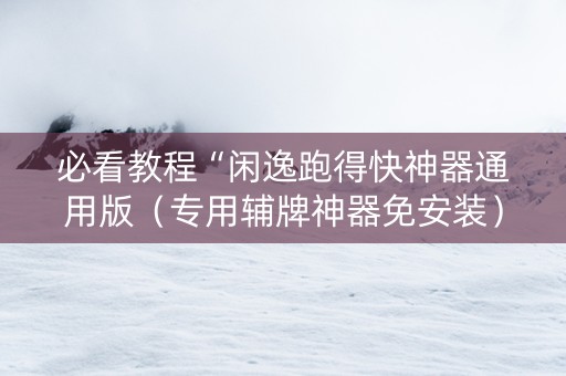 必看教程“闲逸跑得快神器通用版（专用辅牌神器免安装）