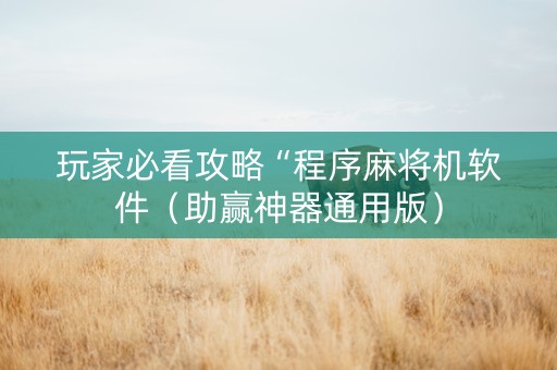 玩家必看攻略“程序麻将机软件（助赢神器通用版）