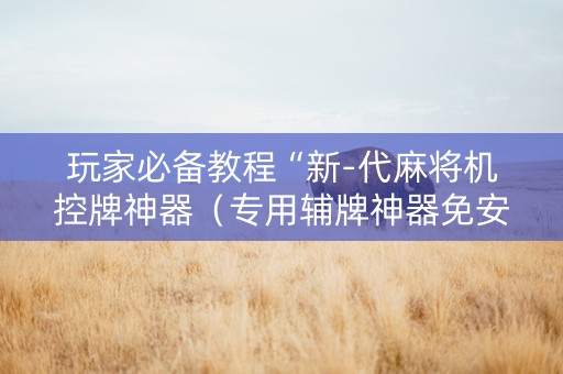 玩家必备教程“新-代麻将机控牌神器（专用辅牌神器免安装）