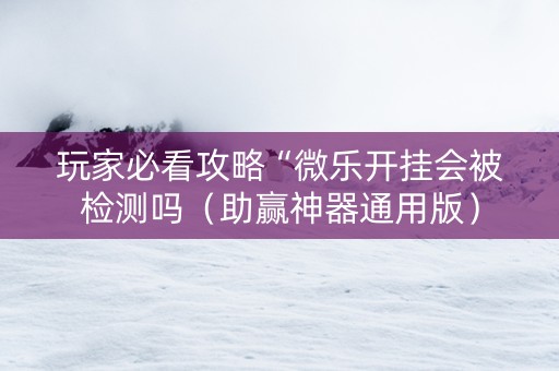 玩家必看攻略“微乐开挂会被检测吗（助赢神器通用版）