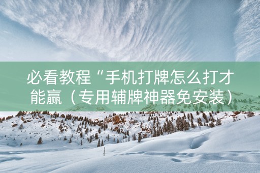 必看教程“手机打牌怎么打才能赢（专用辅牌神器免安装）