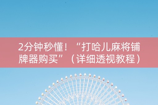2分钟秒懂！“打哈儿麻将铺牌器购买”（详细透视教程）-哔哩哔哩