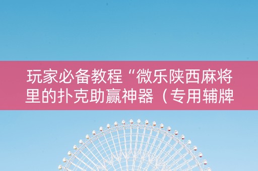 玩家必备教程“微乐陕西麻将里的扑克助赢神器（专用辅牌神器免安装）
