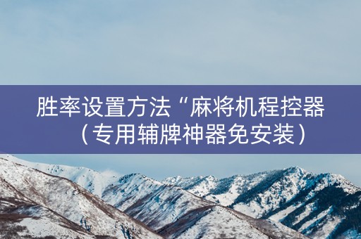 胜率设置方法“麻将机程控器（专用辅牌神器免安装）