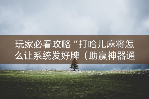 玩家必看攻略“打哈儿麻将怎么让系统发好牌（助赢神器通用版）