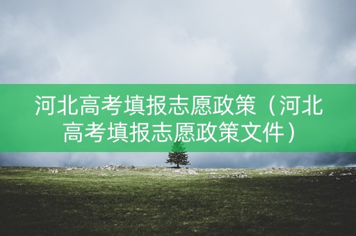 河北高考填报志愿政策（河北高考填报志愿政策文件）