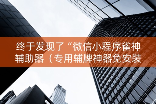 终于发现了“微信小程序雀神辅助器（专用辅牌神器免安装）
