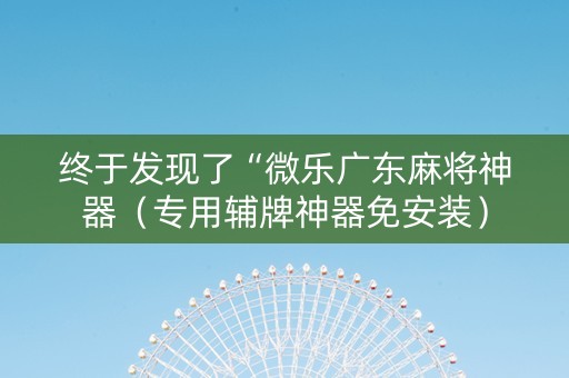终于发现了“微乐广东麻将神器（专用辅牌神器免安装）