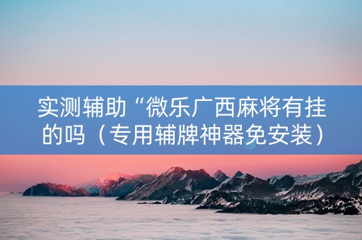 实测辅助“微乐广西麻将有挂的吗（专用辅牌神器免安装）