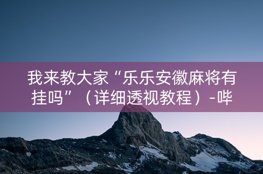 我来教大家“乐乐安徽麻将有挂吗”（详细透视教程）-哔哩哔哩