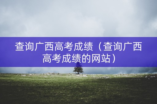 查询广西高考成绩（查询广西高考成绩的网站）