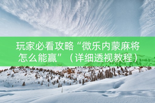 玩家必看攻略“微乐内蒙麻将怎么能赢”（详细透视教程）-哔哩哔哩