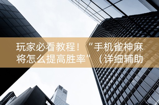 玩家必看教程！“手机雀神麻将怎么提高胜率”（详细辅助教程）-哔哩哔哩