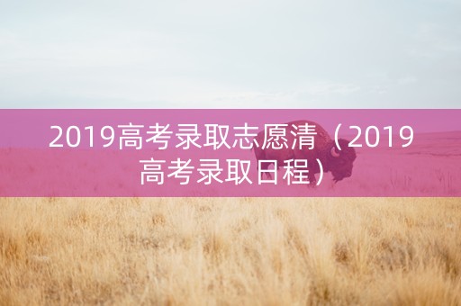 2019高考录取志愿清（2019高考录取日程）