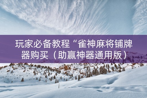 玩家必备教程“雀神麻将铺牌器购买（助赢神器通用版）