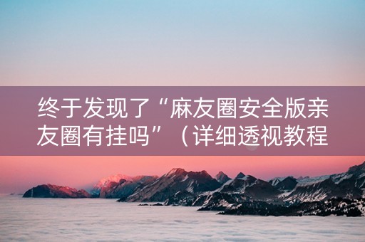 终于发现了“麻友圈安全版亲友圈有挂吗”（详细透视教程）-哔哩哔哩