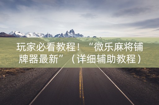 玩家必看教程！“微乐麻将铺牌器最新”（详细辅助教程）-哔哩哔哩