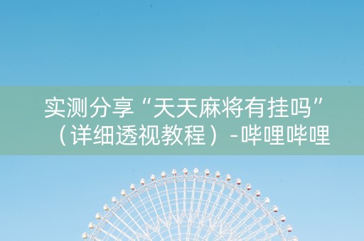 实测分享“天天麻将有挂吗”（详细透视教程）-哔哩哔哩