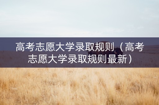 高考志愿大学录取规则（高考志愿大学录取规则最新）