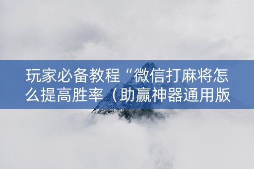 玩家必备教程“微信打麻将怎么提高胜率（助赢神器通用版）