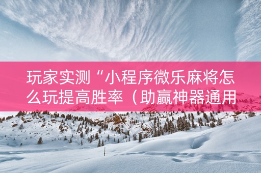 玩家实测“小程序微乐麻将怎么玩提高胜率（助赢神器通用版）