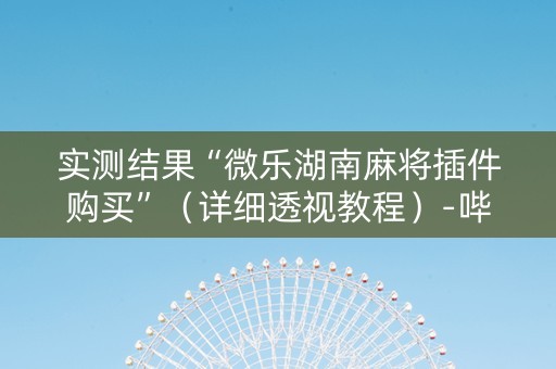 实测结果“微乐湖南麻将插件购买”（详细透视教程）-哔哩哔哩