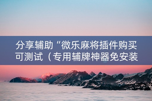 分享辅助“微乐麻将插件购买可测试（专用辅牌神器免安装）