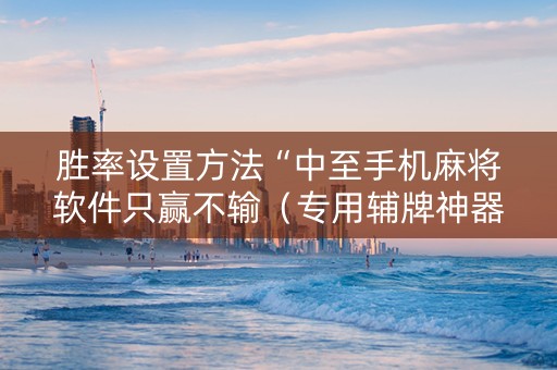 胜率设置方法“中至手机麻将软件只赢不输（专用辅牌神器免安装）