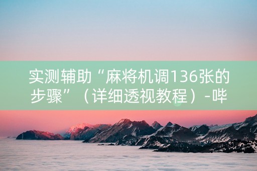 实测辅助“麻将机调136张的步骤”（详细透视教程）-哔哩哔哩