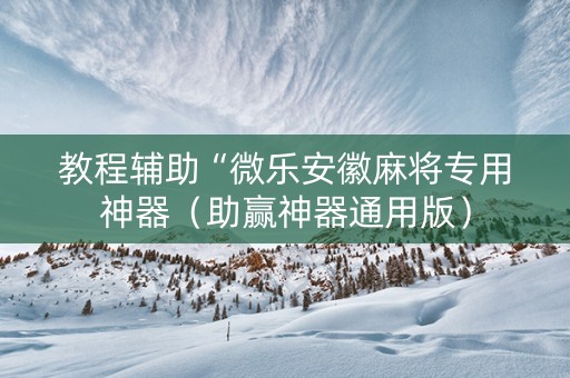 教程辅助“微乐安徽麻将专用神器（助赢神器通用版）