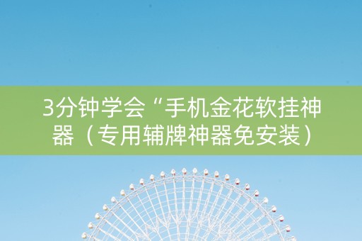 3分钟学会“手机金花软挂神器（专用辅牌神器免安装）