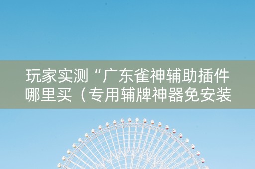 玩家实测“广东雀神辅助插件哪里买（专用辅牌神器免安装）