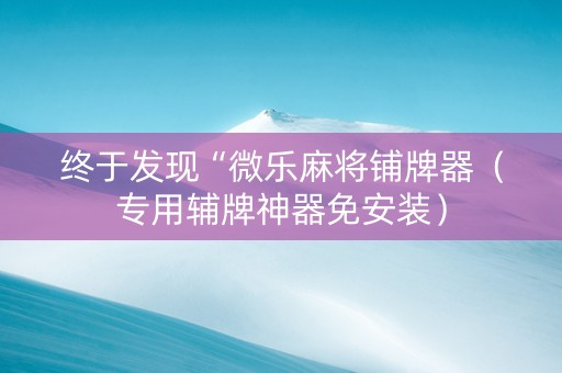 终于发现“微乐麻将铺牌器（专用辅牌神器免安装）