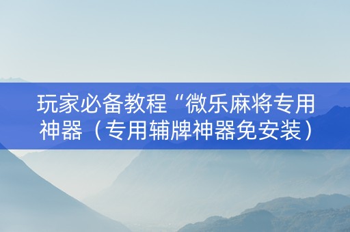 玩家必备教程“微乐麻将专用神器（专用辅牌神器免安装）