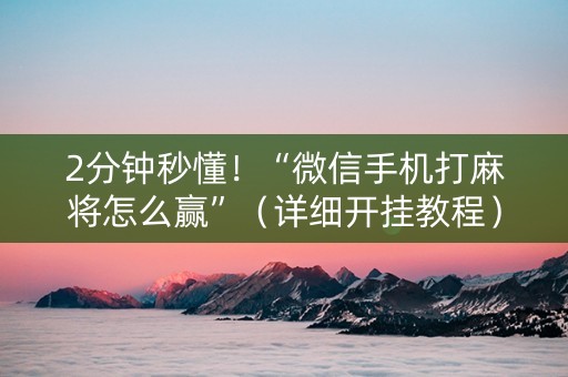 2分钟秒懂！“微信手机打麻将怎么赢”（详细开挂教程）-哔哩哔哩