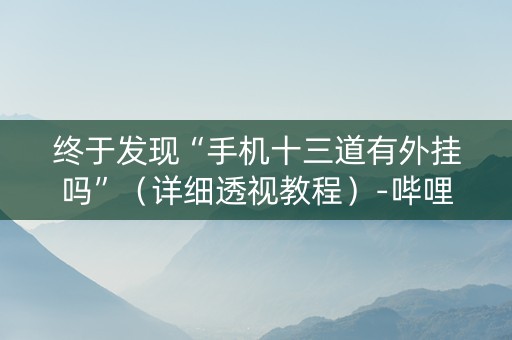 终于发现“手机十三道有外挂吗”（详细透视教程）-哔哩哔哩
