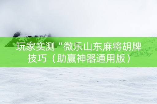 玩家实测“微乐山东麻将胡牌技巧（助赢神器通用版）