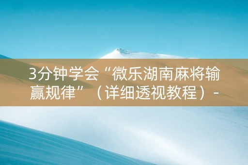 3分钟学会“微乐湖南麻将输赢规律”（详细透视教程）-哔哩哔哩